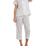 Women's Spring Meadow Cotton Pyjama Set with 7/8 Pant | Magnolia Lounge Australia