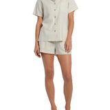 Women's Ivory Summer Dreaming Linen Shortie Pyjama Set | Magnolia Lounge Sleepwear Australia