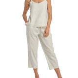 Women's Ivory Summer Dreaming Linen Cami & 3/4 Pant Cotton Pyjama Set | Magnolia Lounge Australia