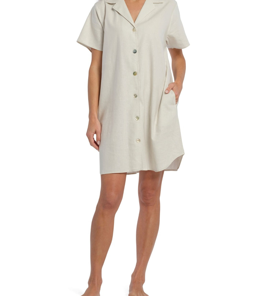 Women's Ivory Summer Dreaming Linen Button Through Nightie | Magnolia Lounge Australia