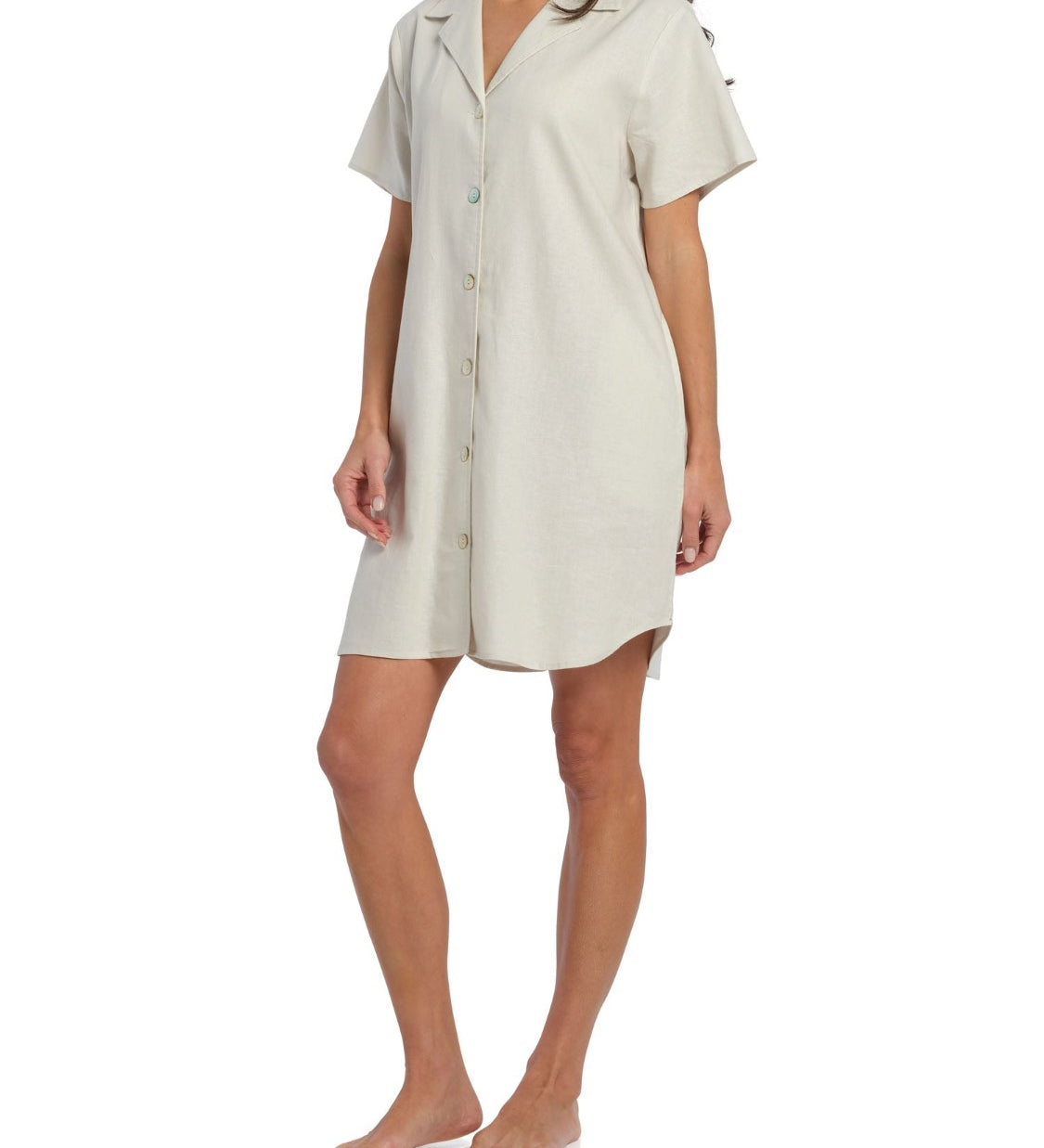 Women's Ivory Summer Dreaming Linen Button Through Nightie | Magnolia Lounge Australia