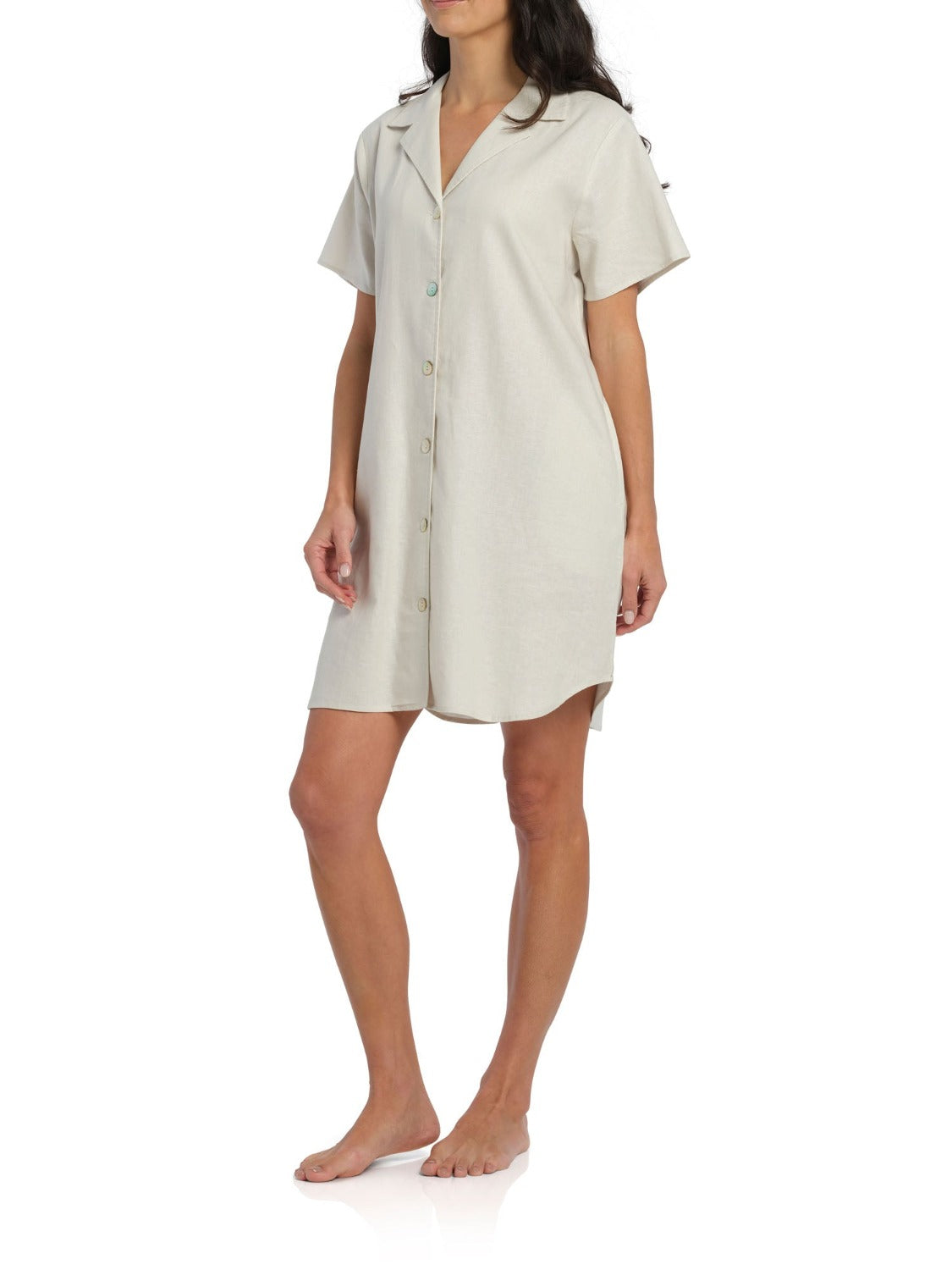 Women's Ivory Summer Dreaming Linen Button Through Nightie | Magnolia Lounge Australia