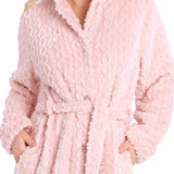 Closeup Dusty Pink Button Up Fleece Dressing Gown | Winter dressing gowns | Magnolia Lounge Australia