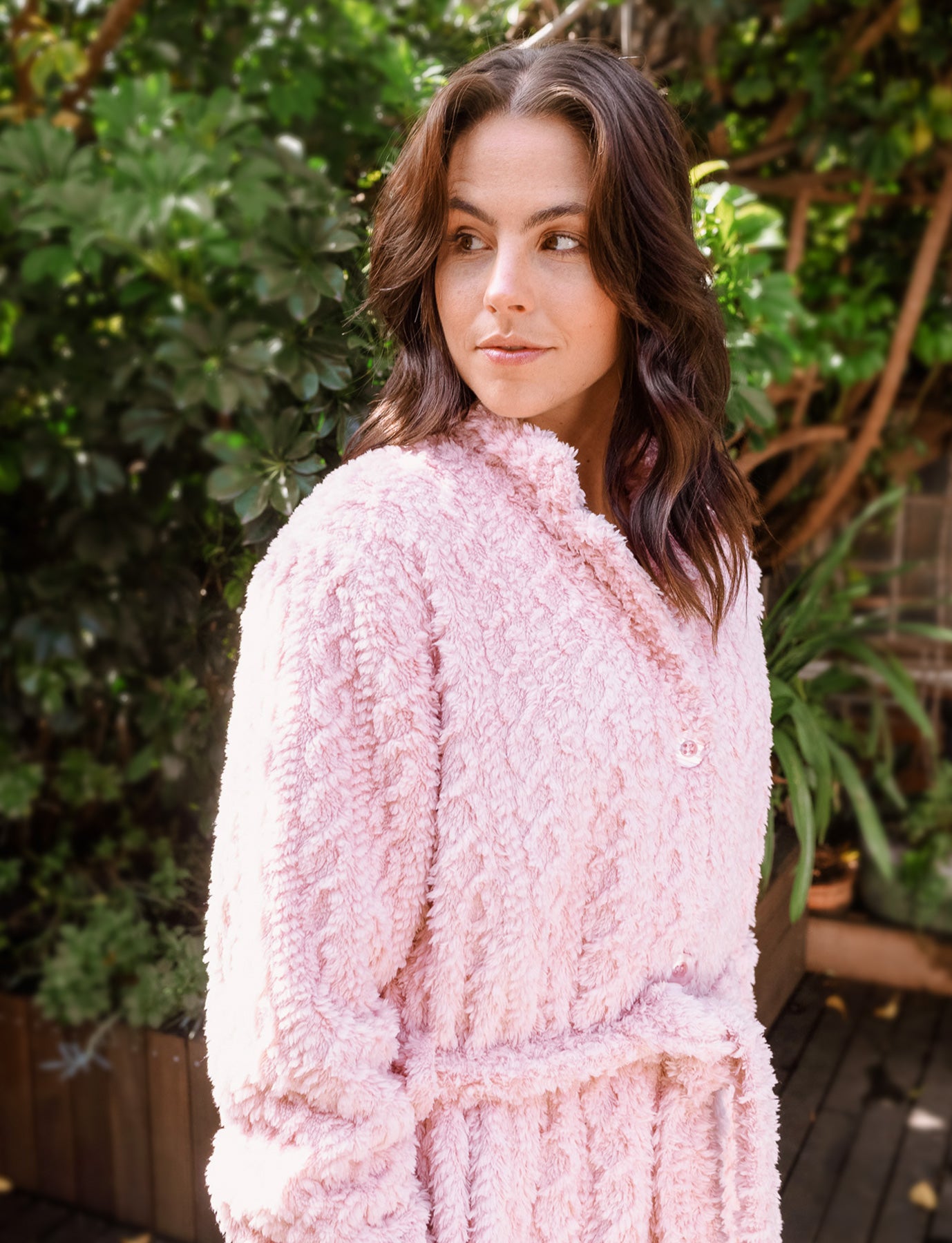 Dusty Pink Button Up Fleece Dressing Gown | Winter dressing gowns | Magnolia Lounge Australia