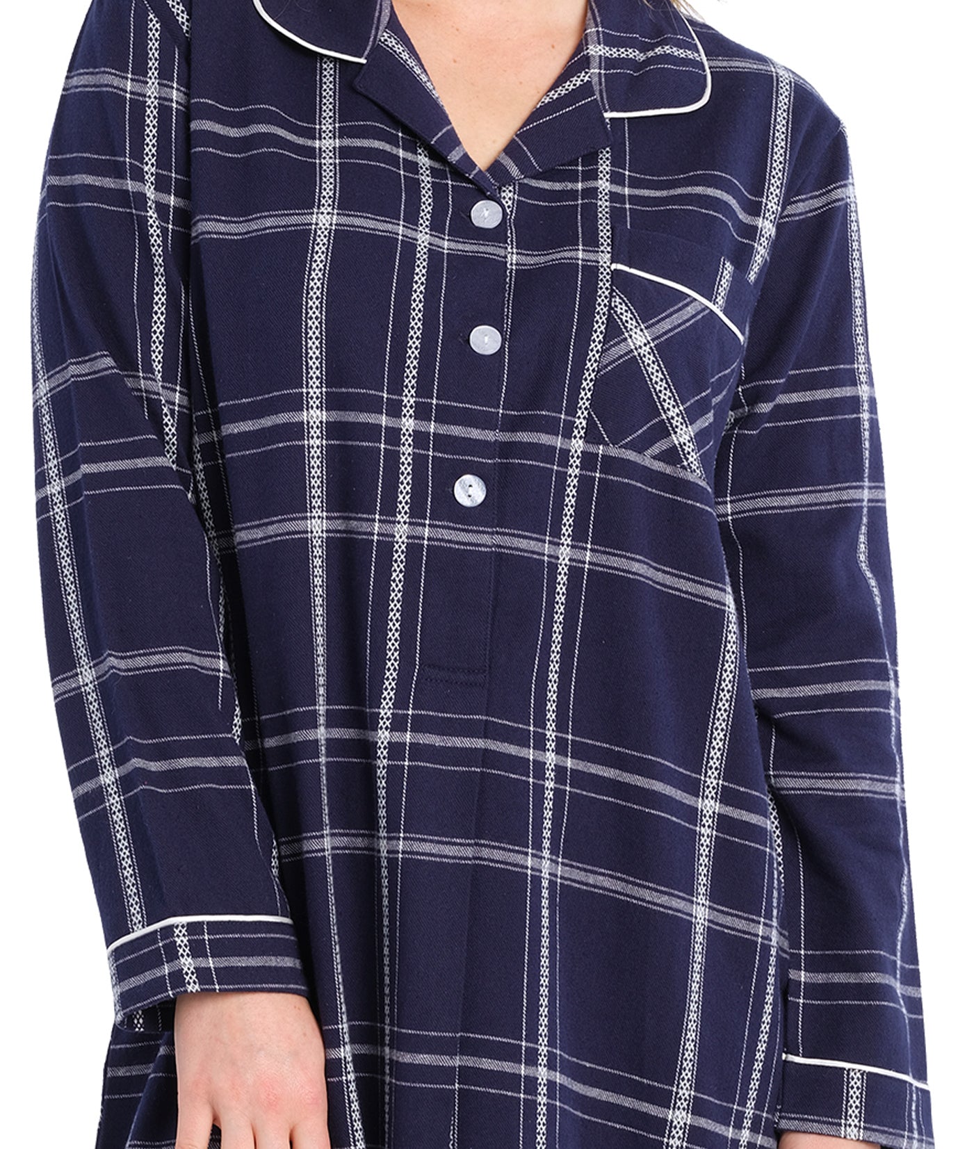 Evening Check Flannelette Cotton Midi Nightshirt | womens winter nightshirt | Magnolia Lounge Australia