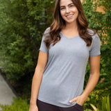 Women's Grey Premium Bamboo V Neck Tee