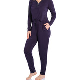 Night Sky Bamboo Elastane Henley Top & Tapered Pant Set | Magnolia Lounge Australia