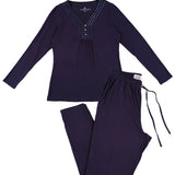 Night Sky Bamboo Elastane Henley Top & Tapered Pant Set | Magnolia Lounge Australia