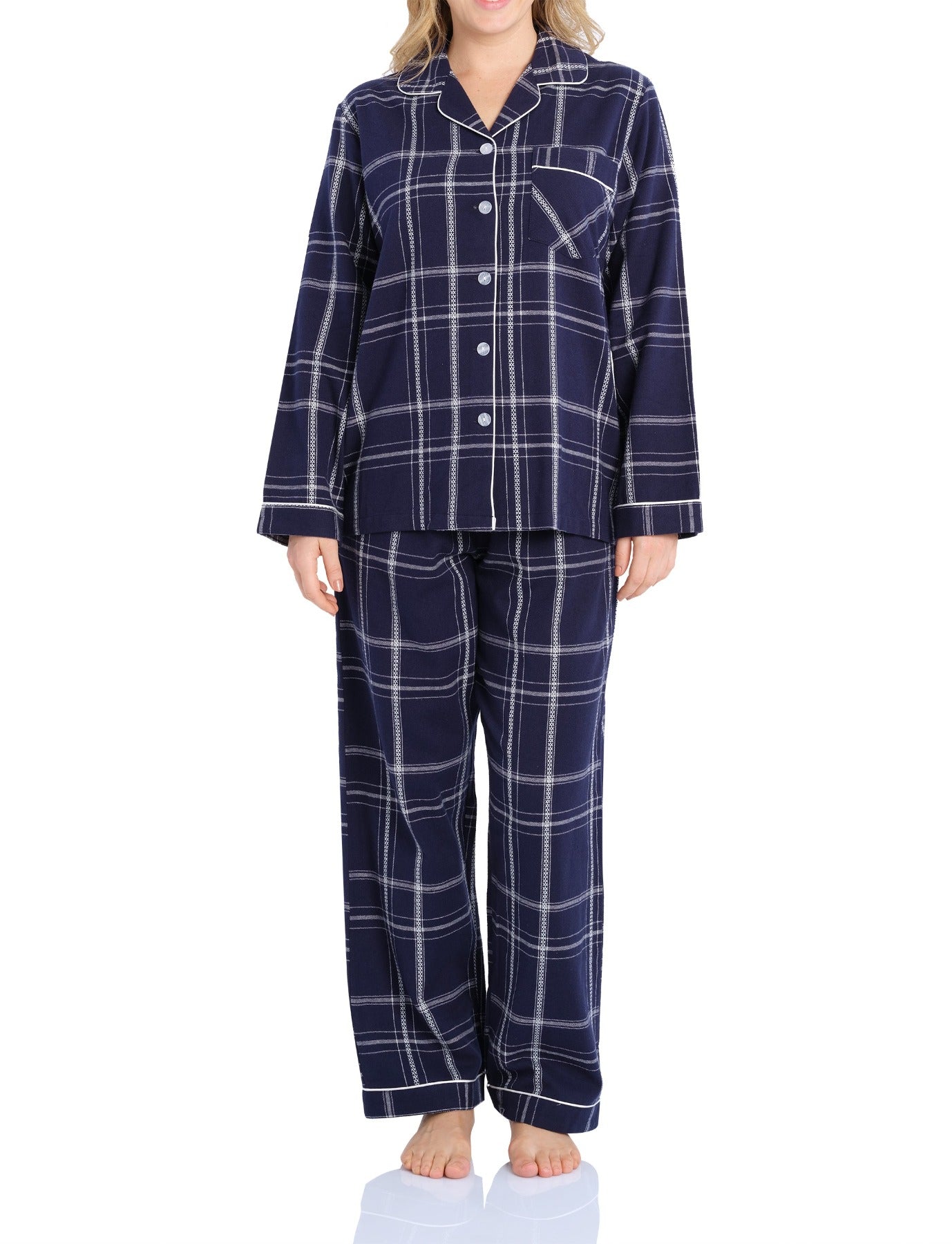 Evening Check Flannelette Cotton Pyjama Set | womens winter pyjamas | Magnolia Lounge Australia