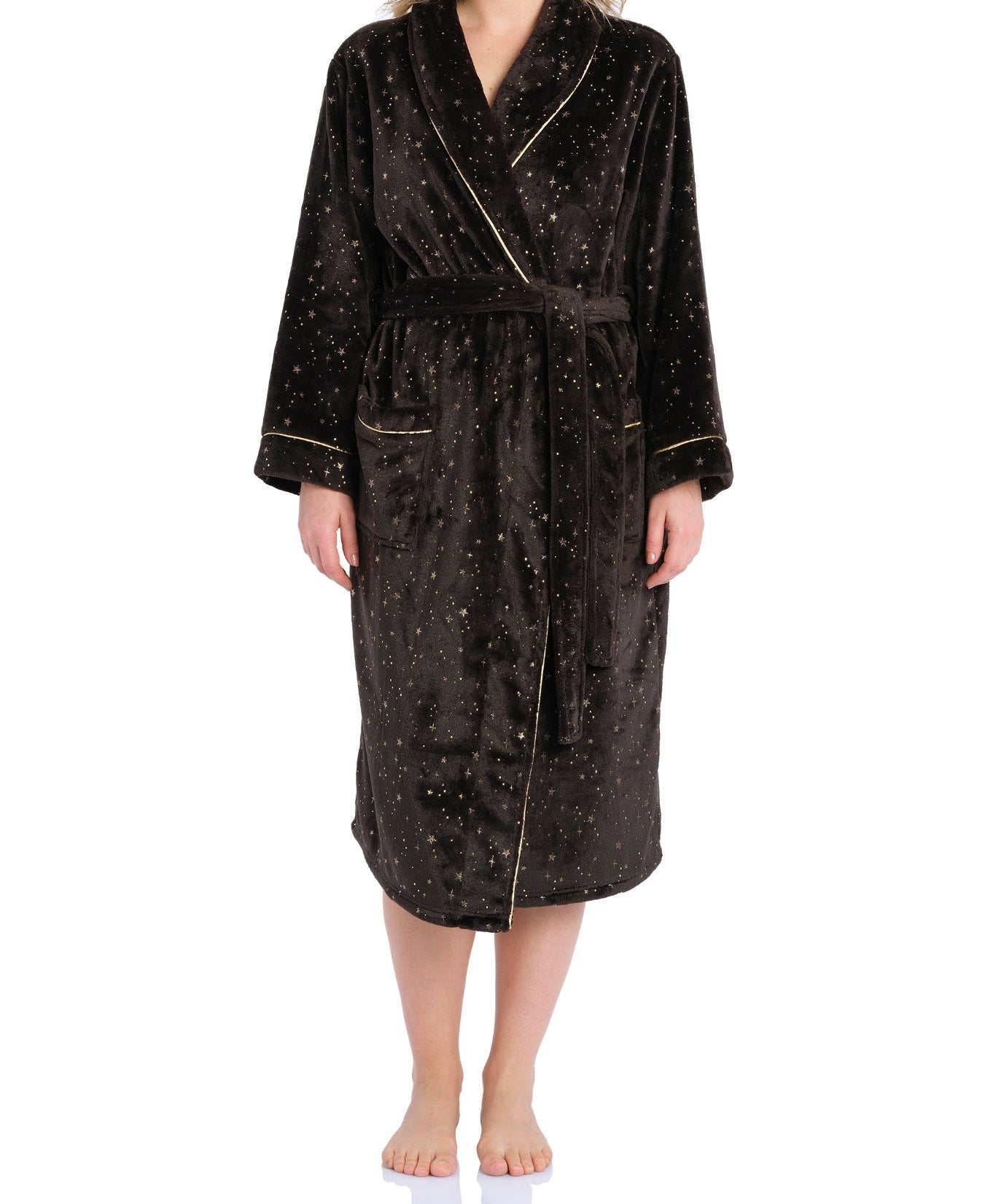 Starry Night Shawl Collar Fleece Dressing Gown | womens Winter Dressing gowns | Magnolia Lounge Australia