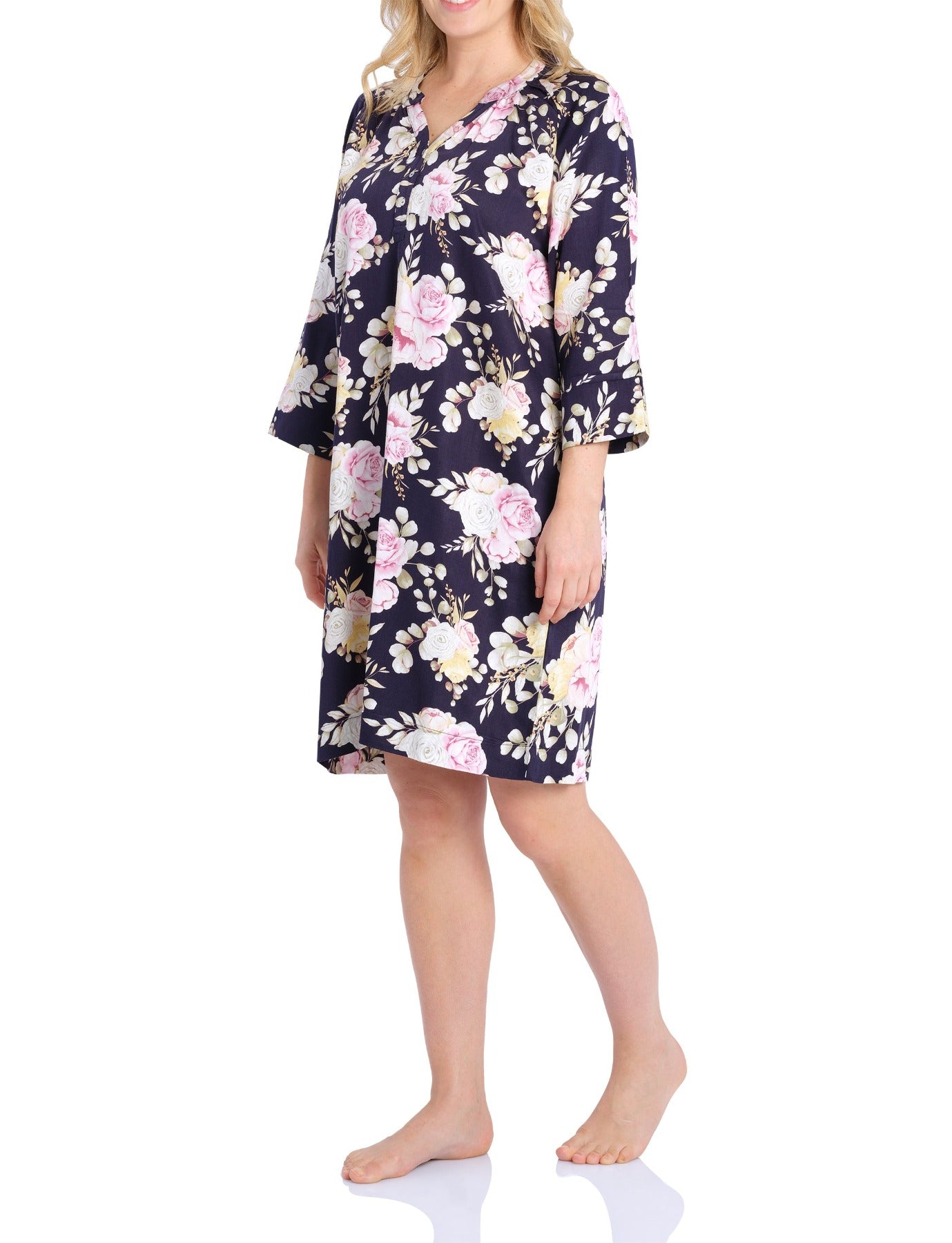 Twilight Floral Cotton Viscose Nightdress | Winter Nighties | Magnolia Lounge Australia