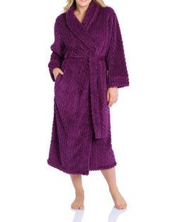 Wine Womens Long Fleece Dressing Gown | Womens Winter Dressing Gown | Magnolia Lounge Australia