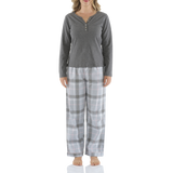 Charcoal Henley Tee with Moss Check Flannel Pant Pyjama Set