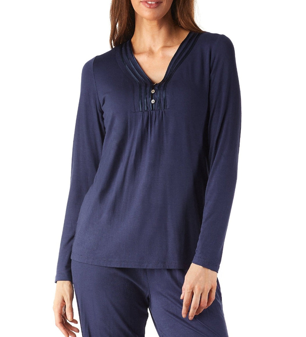 Women's Camilla Bamboo Elastane Henley Pyjama Tee | Magnolia Lounge Australia