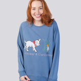 Denim Blue Ultra Soft Pure Cotton Fleece Sweater - Alice in Wonderland Young Spirit