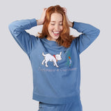 Denim Blue Ultra Soft Pure Cotton Fleece Sweater - Alice in Wonderland Young Spirit