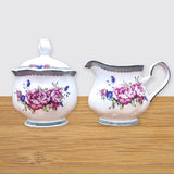 Fine Bone China Rose Creamer & Sugar Jar Set Magnolia Lounge