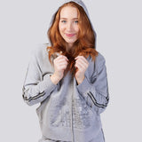 Grey Marle Ultra Soft Pure Cotton Fleece Hoodie Jacket - Alice In Wonderland Young Spirit