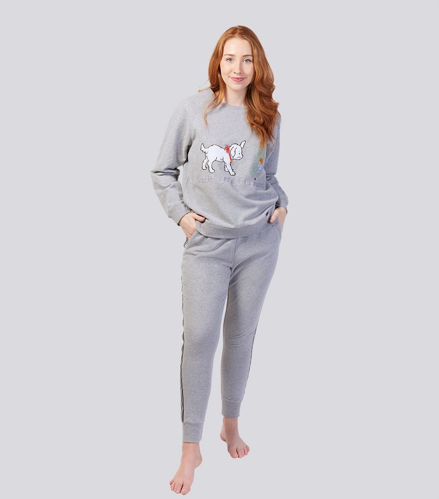 Grey Marle Ultra Soft Pure Cotton Fleece Sweater - Alice in Wonderland Young Spirit