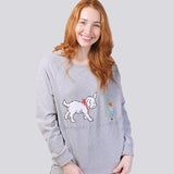 Grey Marle Ultra Soft Pure Cotton Fleece Sweater - Alice in Wonderland Young Spirit