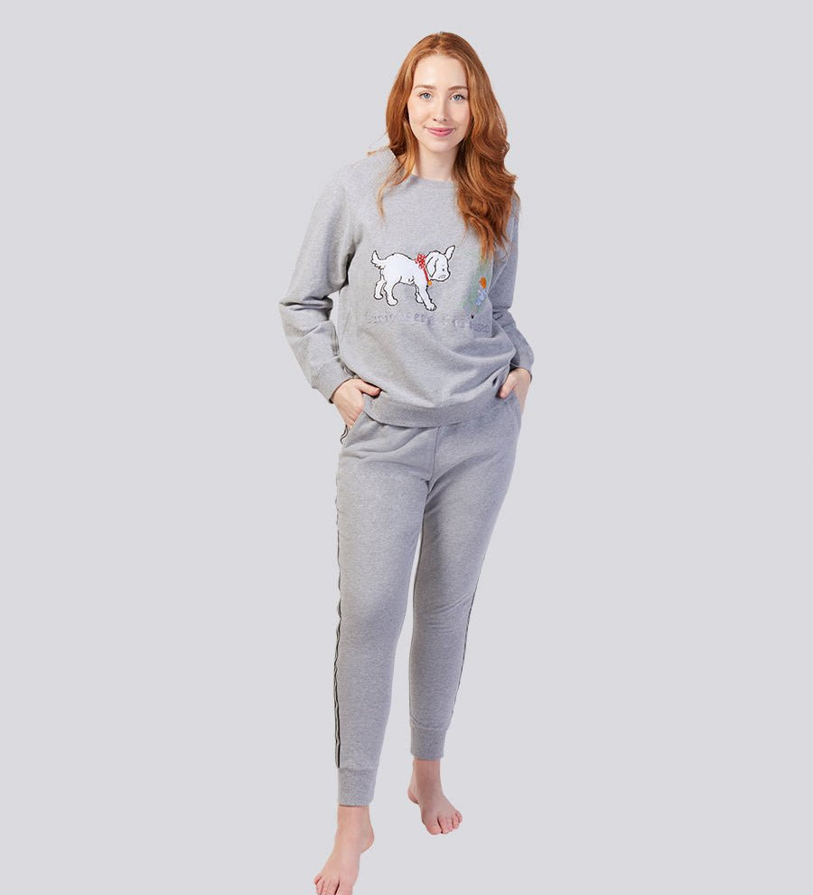 Grey Marle Ultra Soft Cotton Fleece Track Pants | Magnolia Lounge Australia