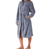 Women’s winter dressing gown | Navy Marle Button Up  Fleece Dressing Gown | Magnolia Lounge Australia