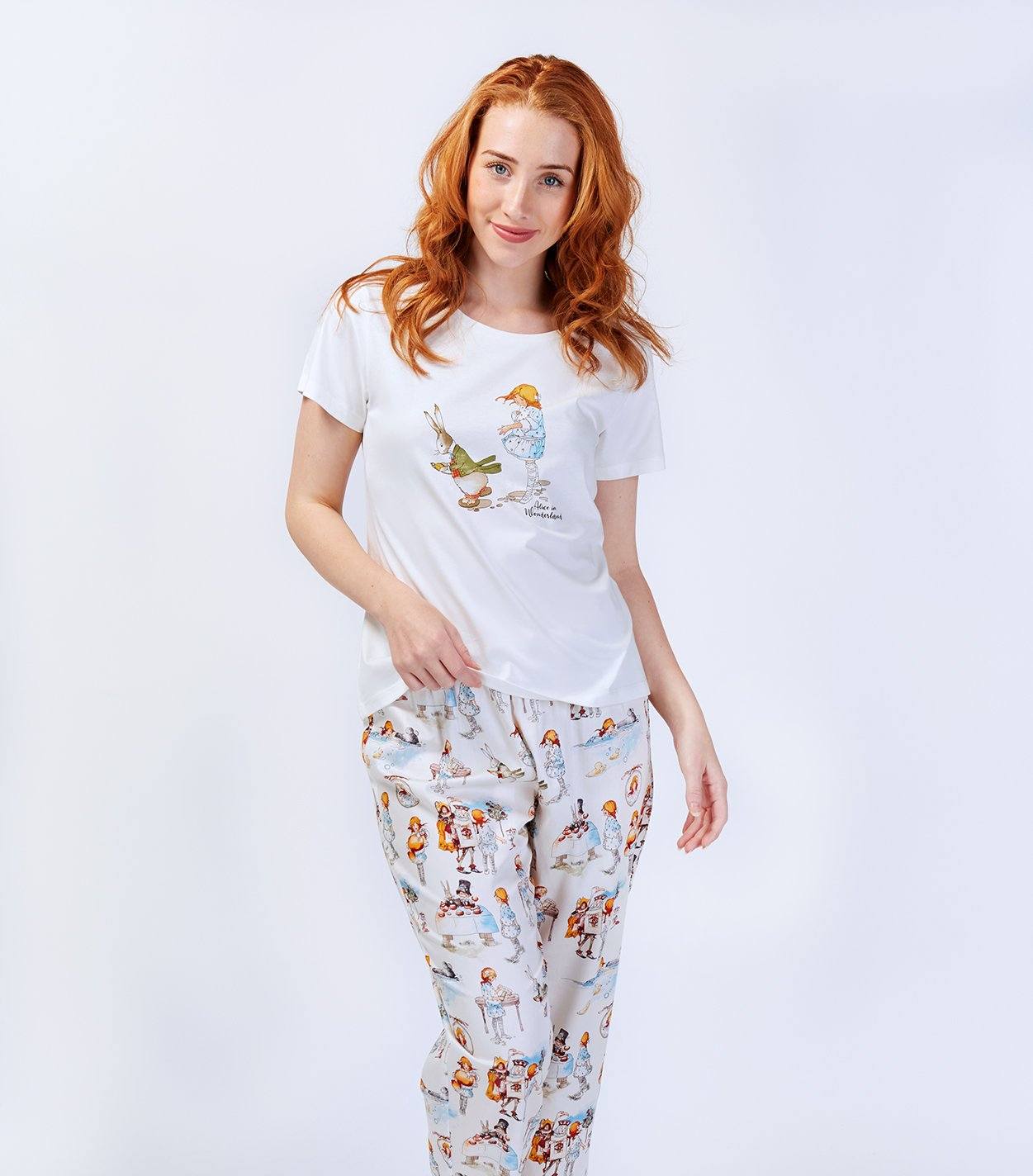 Alice in Wonderland Ladies Cotton Sateen Full Length Pyjama Pant Young Spirit