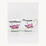 Fine Chinaware Bone China Rose Creamer & Sugar Jar Set