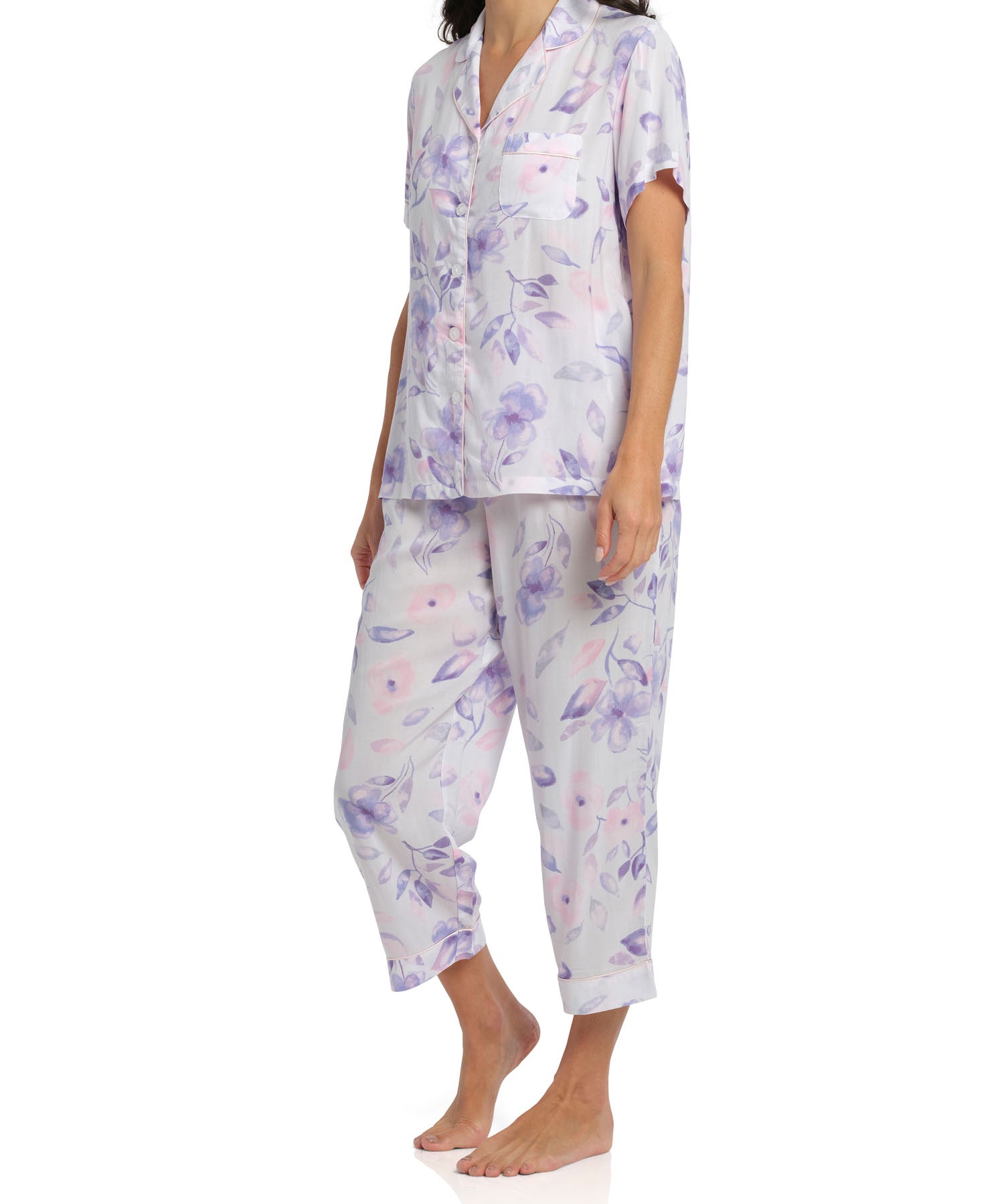 Women's Floral Rain Pyjama Set with 7/8 Pant | Magnolia Lounge Australia | Summer Sleepwear