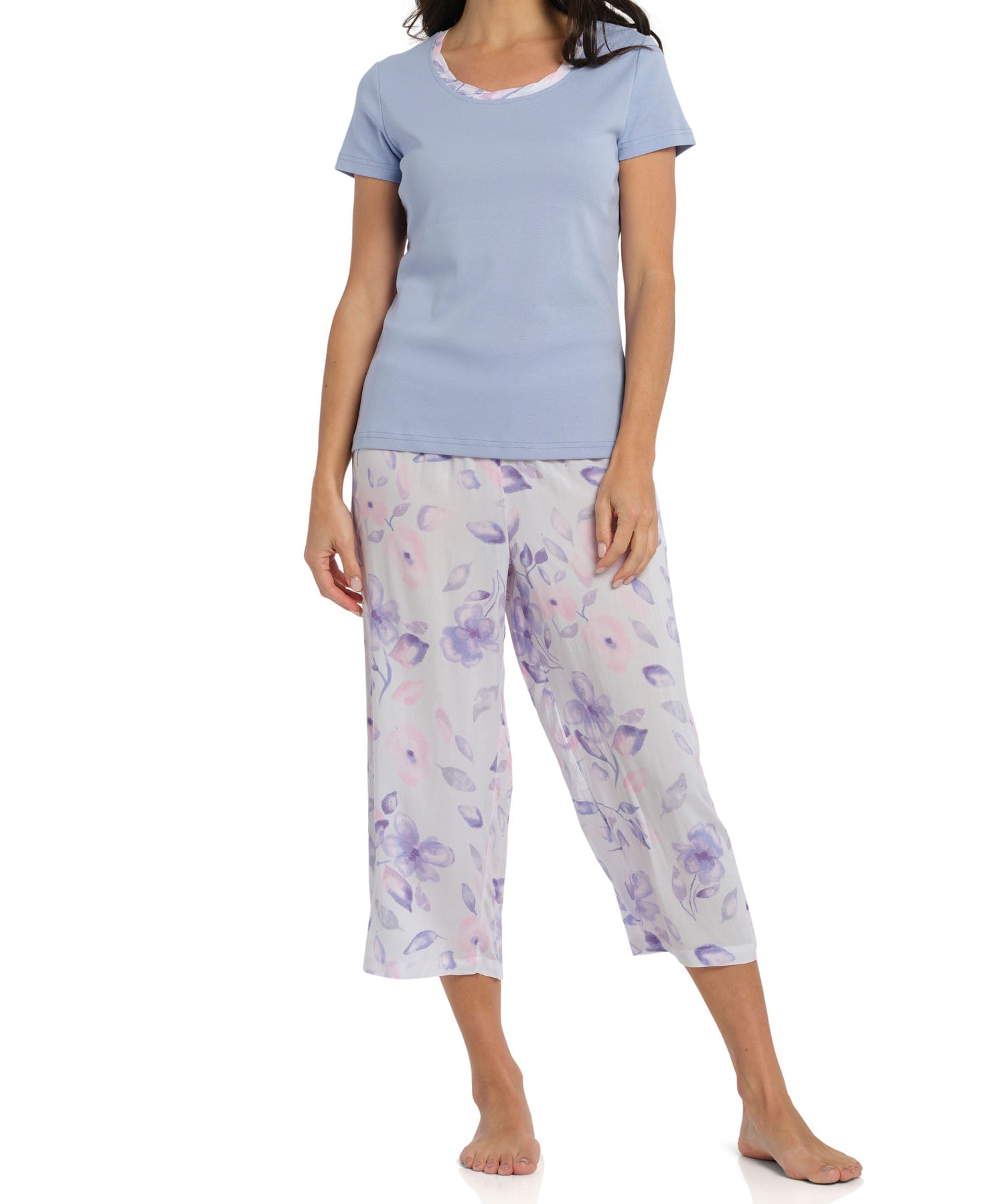 Women's Floral Rain Tee with 3/4 Pant Summer Pyjama Set | Magnolia Lounge Australia