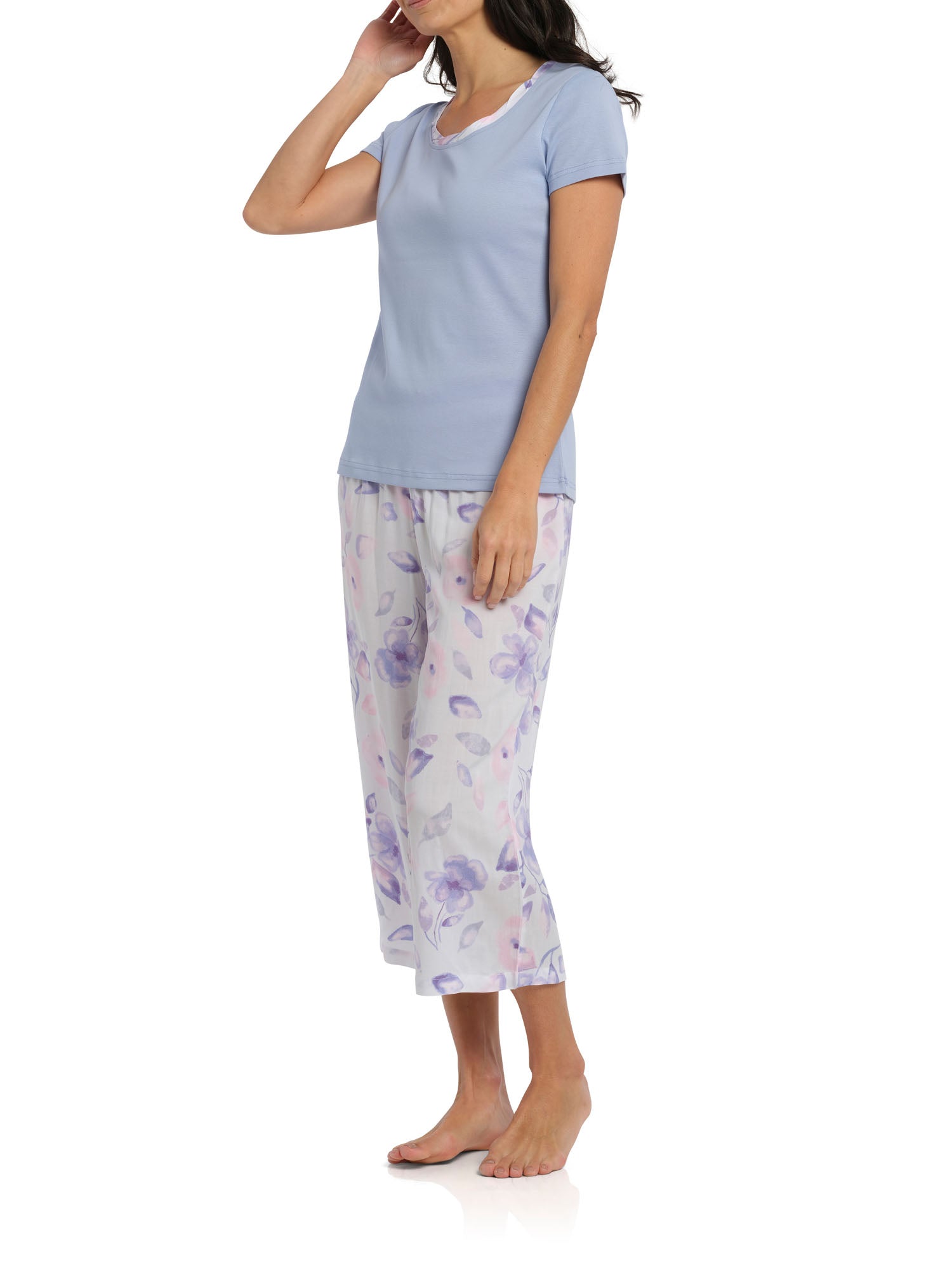 Women's Floral Rain Tee with 3/4 Pant Summer Pyjama Set | Magnolia Lounge Australia