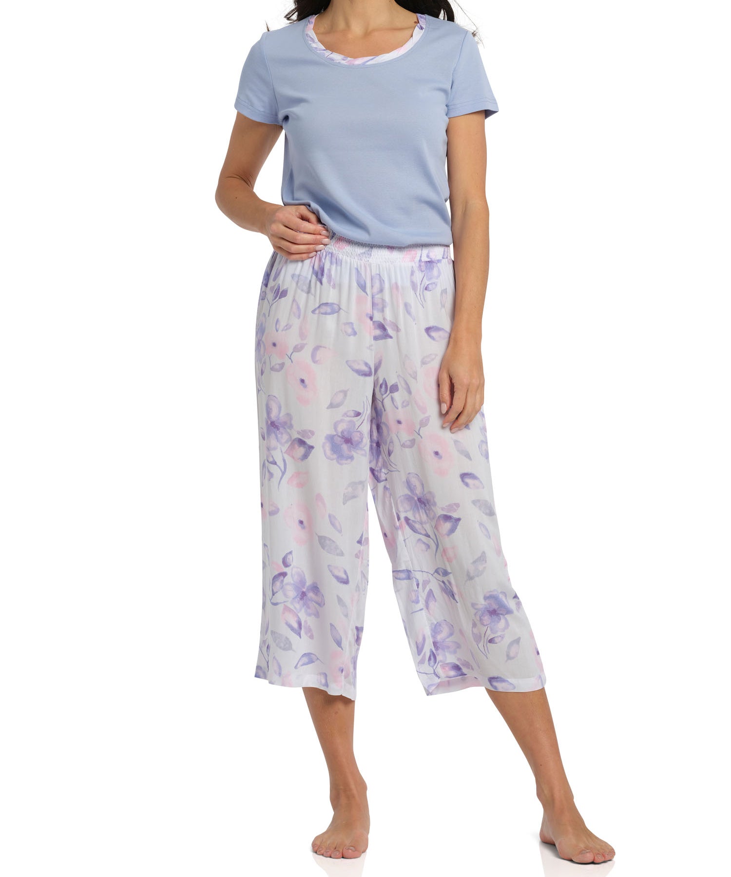 Women's Floral Rain Tee with 3/4 Pant Summer Pyjama Set | Magnolia Lounge Australia