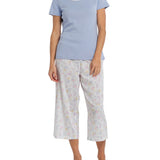 Women's Spring Meadow Cotton Tee with 3/4 Pant Pyjama Set | Magnolia Lounge Australia