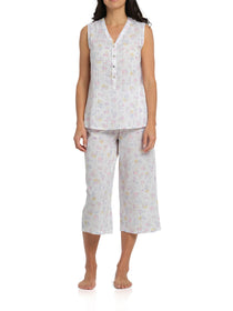 Women's Spring Meadow Cotton Tank & 3/4 Pant Pyjama Set | Magnolia Lounge Australia