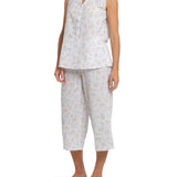 Women's Spring Meadow 100% Cotton Floral Print Tank & 3/4 Pant Pyjama Set | Magnolia Lounge Australia