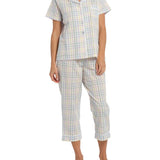 Gingham print women's summer pjs | Women's Summer Picnic Pyjama Set with 7/8 Pant | Magnolia Lounge Australia