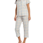 Gingham print women's summer pjs | Women's Summer Picnic Pyjama Set with 7/8 Pant | Magnolia Lounge Australia