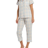 Gingham print women's summer pjs | Women's Summer Picnic Pyjama Set with 7/8 Pant | Magnolia Lounge Australia