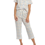 Gingham print women's summer pjs | Women's Summer Picnic Pyjama Set with 7/8 Pant | Magnolia Lounge Australia