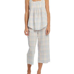 gingham print pyjama set | Women's Summer Picnic Cami & 3/4 Pant Cotton Pyjama Set | Shop womens sleepwear australia