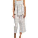 gingham print pyjama set | Women's Summer Picnic Cami & 3/4 Pant Cotton Pyjama Set | Shop womens sleepwear australia