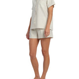 Women's Ivory Summer Dreaming Linen Shortie Pyjama Set | Magnolia Lounge Sleepwear Australia