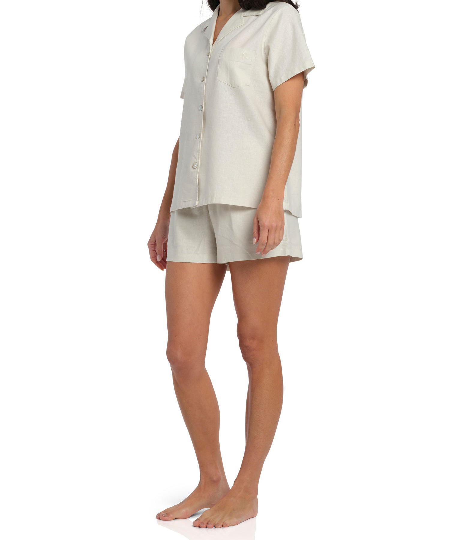 Women's Ivory Summer Dreaming Linen Shortie Pyjama Set | Magnolia Lounge Sleepwear Australia