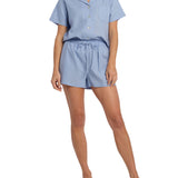 Women's Cornflower Summer Dreaming Linen Shortie Pyjama Set | Magnolia Lounge Australia
