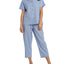 Women's Cornflower Summer Dreaming Linen Pyjama Set with 7/8 Pant | Magnolia Lounge