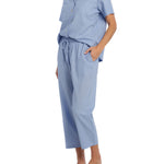 Women's Cornflower Summer Dreaming Linen Pyjama Set with 7/8 Pant | Magnolia Lounge