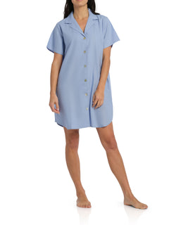 Women's Cornflower Summer Dreaming Linen Button Through Nightie | Magnolia Lounge Australia