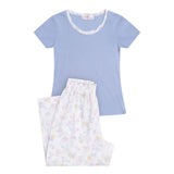 Women's Spring Meadow Cotton Tee with 3/4 Pant Pyjama Set | Magnolia Lounge Australia