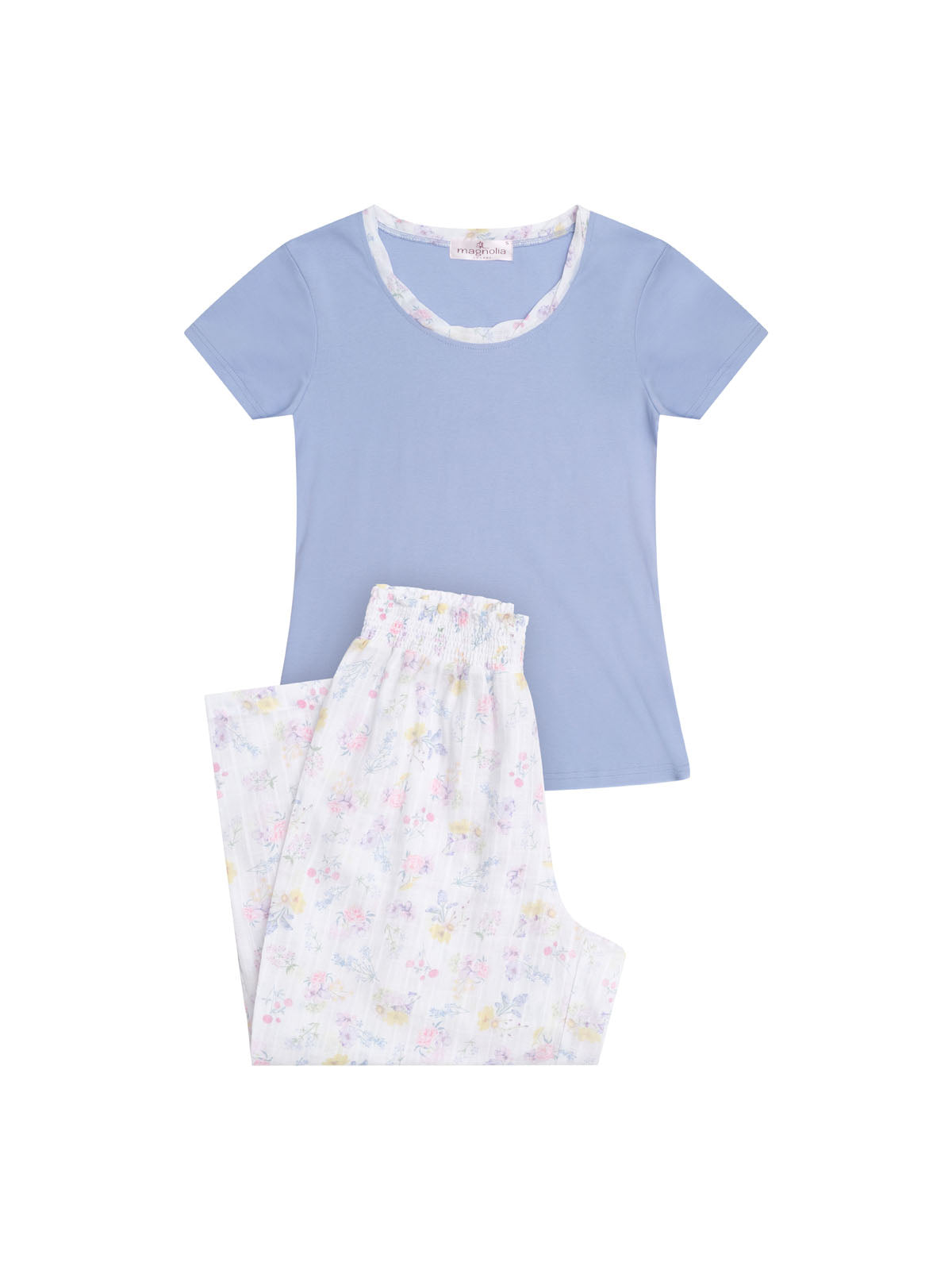 Women's Spring Meadow Cotton Tee with 3/4 Pant Pyjama Set | Magnolia Lounge Australia