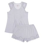 Women's Spring Tile Lace Trim Tee & Shorts Summer Pyjama Set | Magnolia Lounge Australia